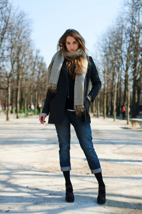 jacket and boyfriend jeans via the sartorialist